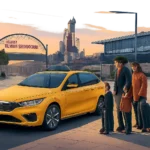 Illustration d’un taxi fiable à Chessy, dans un contexte de départ depuis Disneyland Paris. L’image évoque la ponctualité, la réservation simple et le confort pour familles et voyageurs pressés.